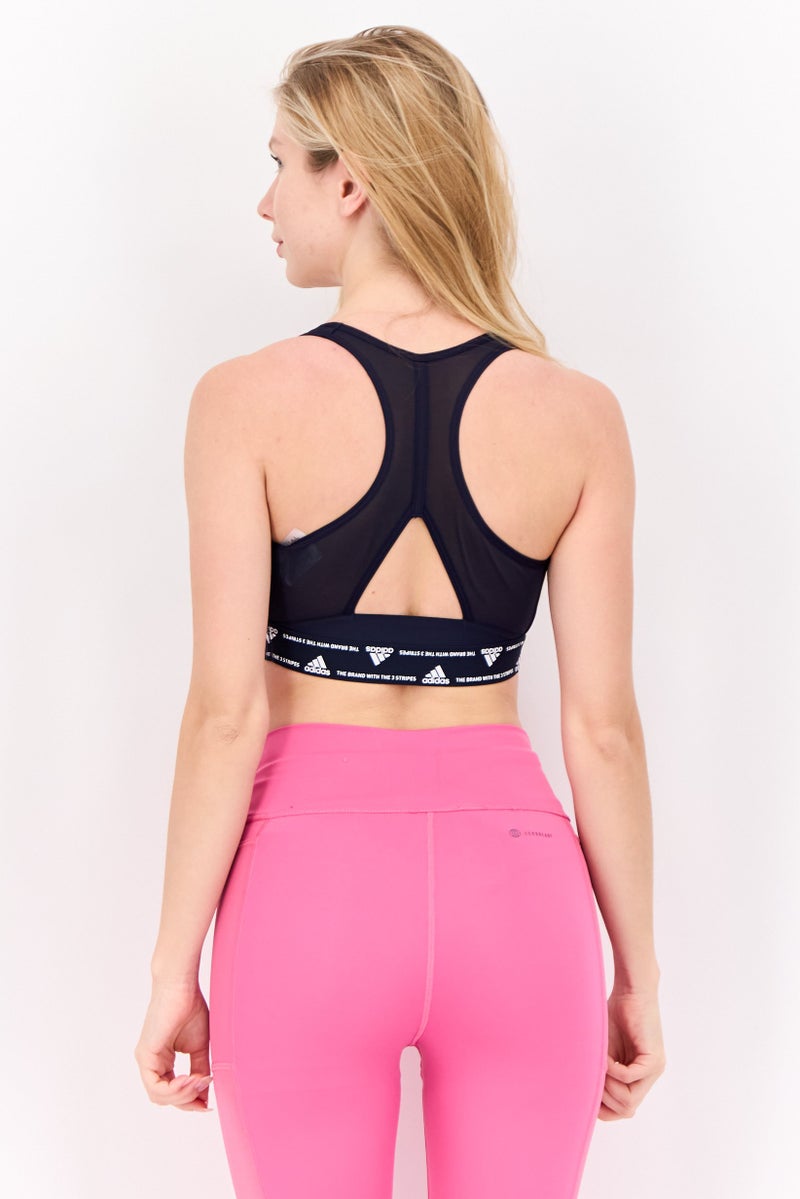 Adidas Women Brand Logo Padded Sports Bra, Navy - Image 4